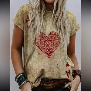 Ace of Hearts Graphic Tee in Gold